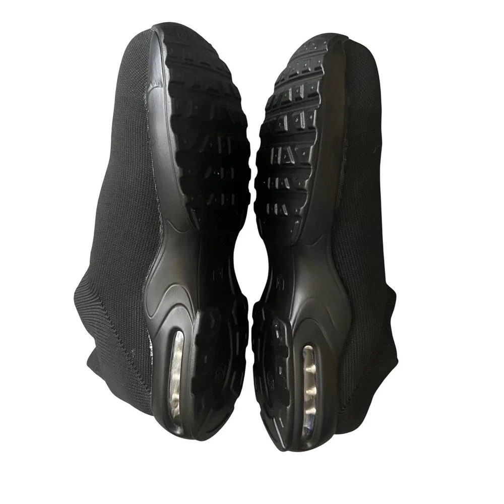 Larnmern Work Steel Toe Safety Shoes Black Knit‎ Slip On Air Cushion Sneakers